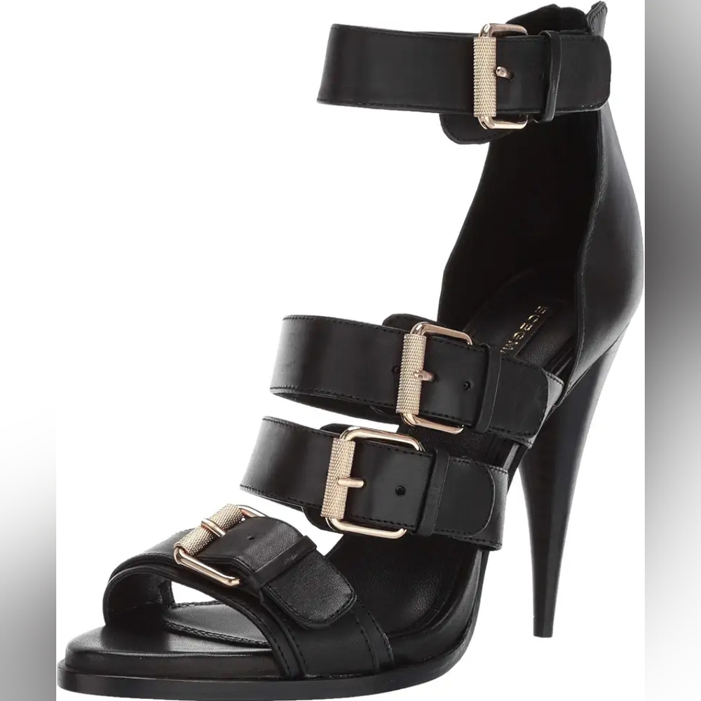 BCBGMaxazria - Gloria Tapered Heel Buckle Sandal 5.5 black